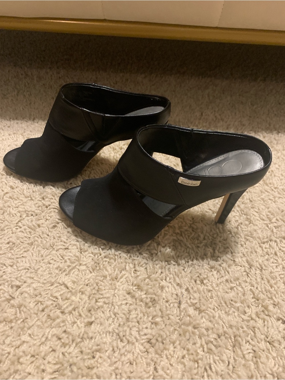 Calvin Klein Black Open-Toe Mule Heels